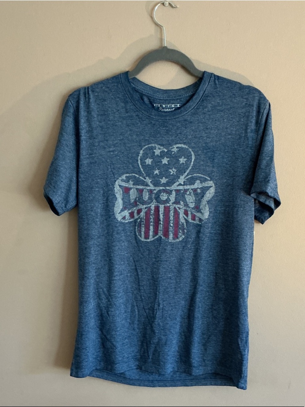 Lucky Brand Heathered Blue Graphic Crewneck Tee